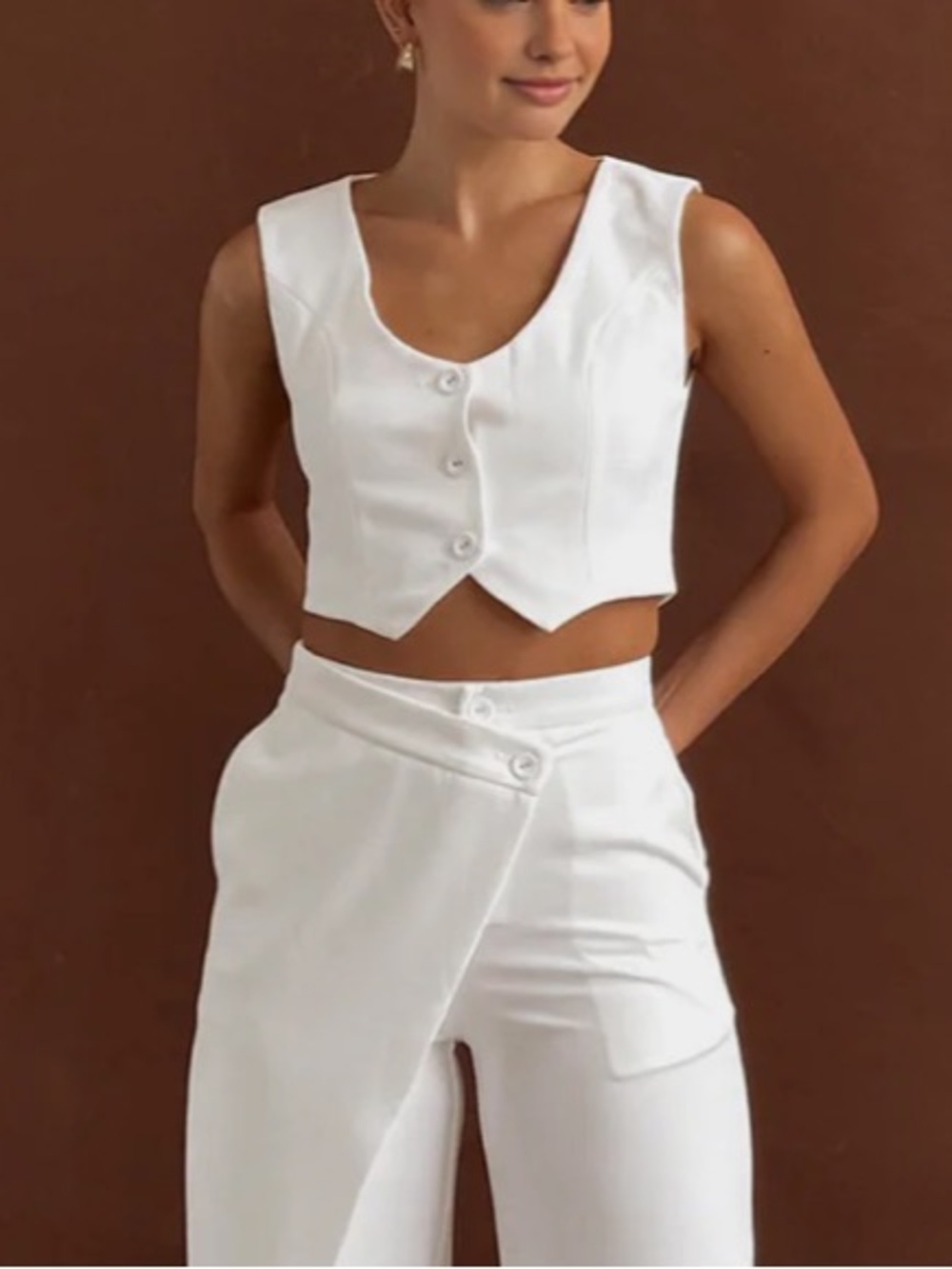 Commense Ivory Button-Up Vest